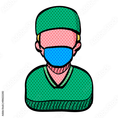 Surgeon halftone icon hand drawn color vector illustration