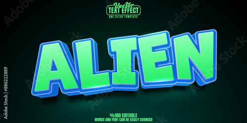 Alien editable text effect, customizable ufo and extraterrestrial 3d font style