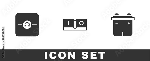 Set Ohmmeter, Electric light switch and Car battery icon. Vector