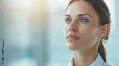 Young confident business woman standing by the window Free Download Young confident business woman standing by the window - GFXLoad