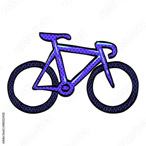 Track bike halftone icon hand drawn color vector illustration