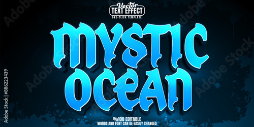 Ocean editable text effect, customizable atlantis and underwater 3d font style