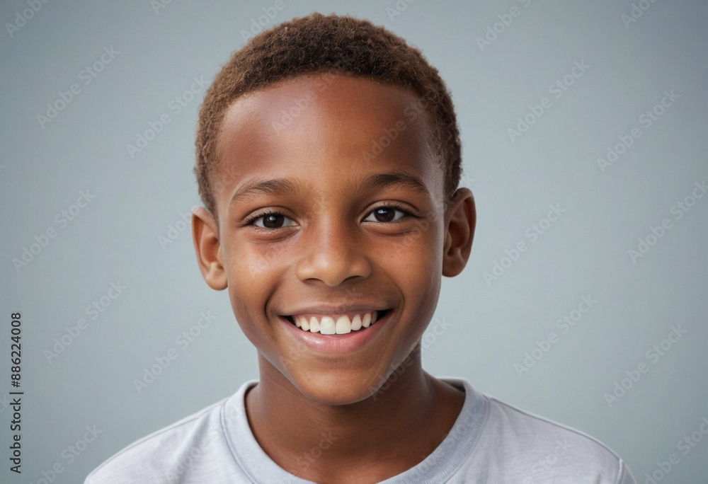 Portrait view of a regular happy smiling Dominica boy, ultra realistic, candid, social media, avatar image, plain solid background Portrait view of a regular happy smiling Dominica boy, ultra realistic, candid, social media, avatar image, plain solid background