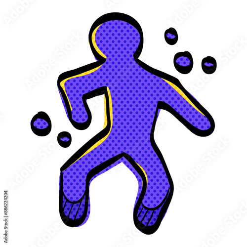 Crime victim halftone icon hand drawn color vector illustration