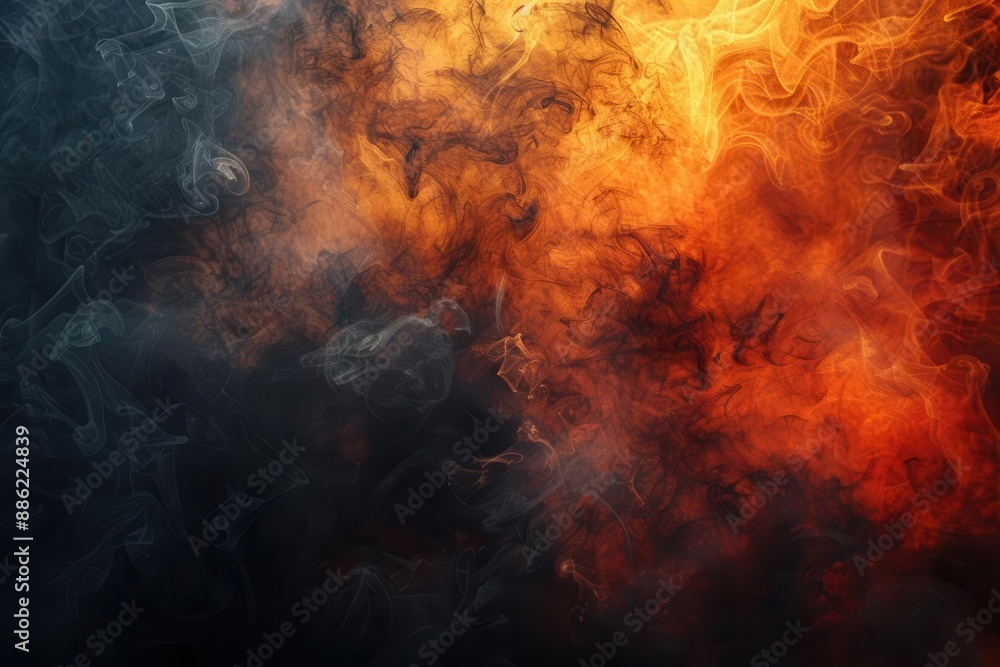 Fototapeta premium Black, brown, orange, and yellow abstract background with a fire-like gradient, ideal for a spooky or eerie theme.