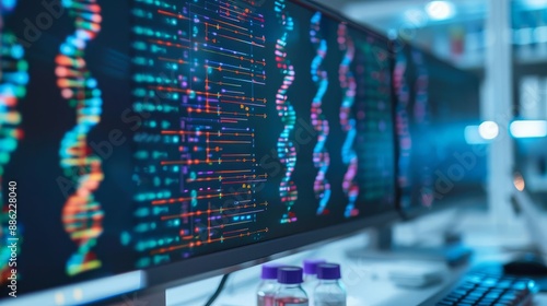 Holographic epigenetics research, advanced genetic studies, futuristic lab, biotechnology innovation