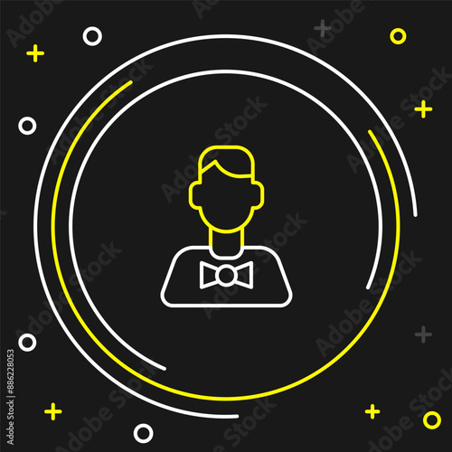 Line Casino dealer icon isolated on black background. Casino croupier. Colorful outline concept. Vector