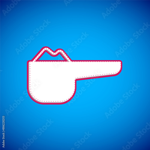 White Sports nutrition bodybuilding proteine power drink and food icon isolated on blue background. Vector