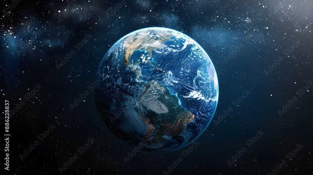 Stunning View of Earth from Space with a Starry Background Stunning View of Earth from Space with a Starry Background