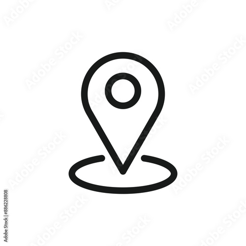 Pin location map outline icon symbol isolated on white. Vector illustrator