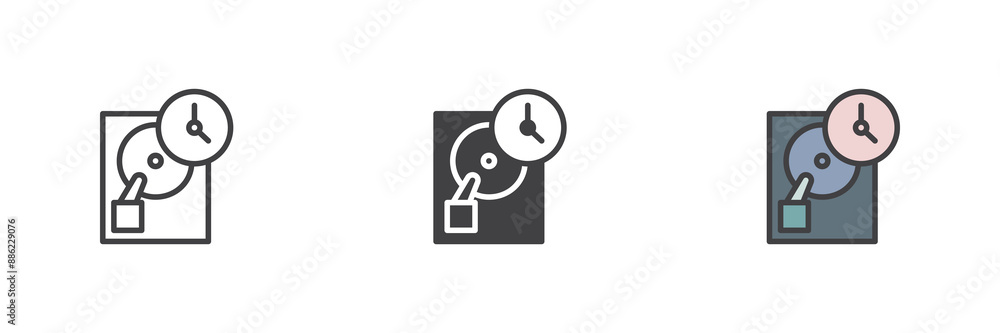 Data recovery time different style icon set Data recovery time different style icon set