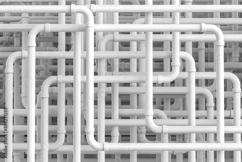 White pipe maze or pipeline background