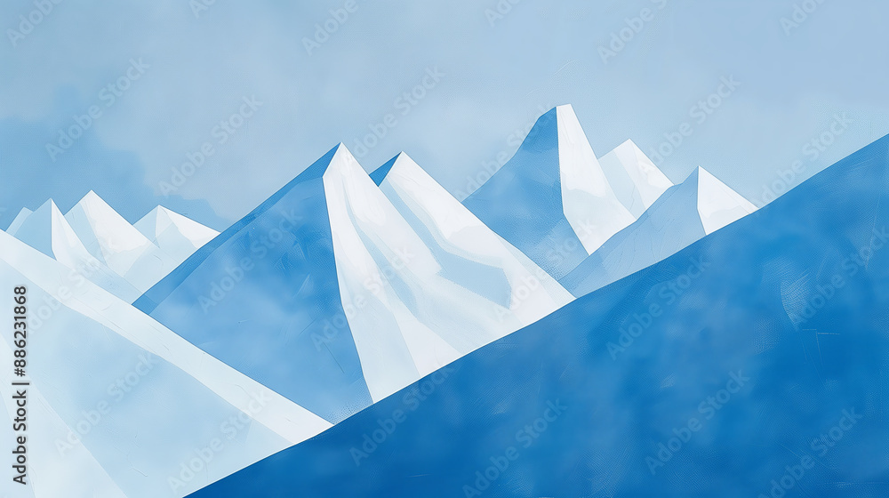 Abstract painting of snow capped mountains in blue colors. Abstract painting of snow capped mountains in blue colors.