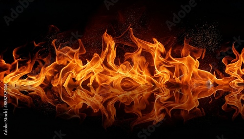 Inferno in Motion: Striking Fire Flame Wallpaper Banner on a Black Background"