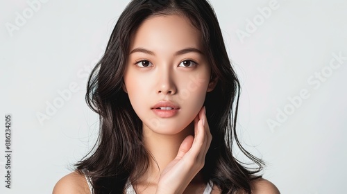 Beautiful Asian Woman model with natural make up and clean fresh skin 