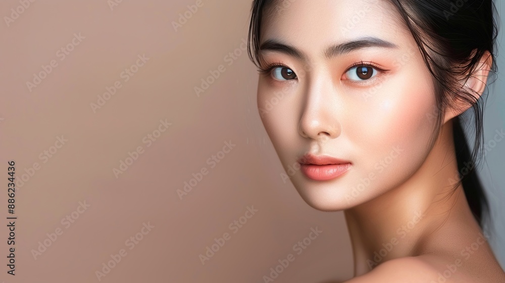 Beautiful Asian Woman model with natural make up and clean fresh skin Beautiful Asian Woman model with natural make up and clean fresh skin