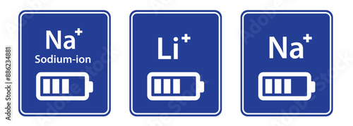 Lithium Sodium ion battery Na icon energy storage symbol