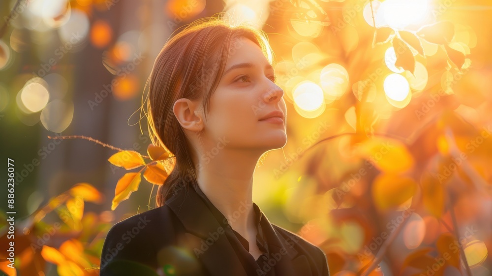 Fototapeta premium Young businesswoman wearing a black suit