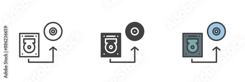 Transfer hard disk different style icon set