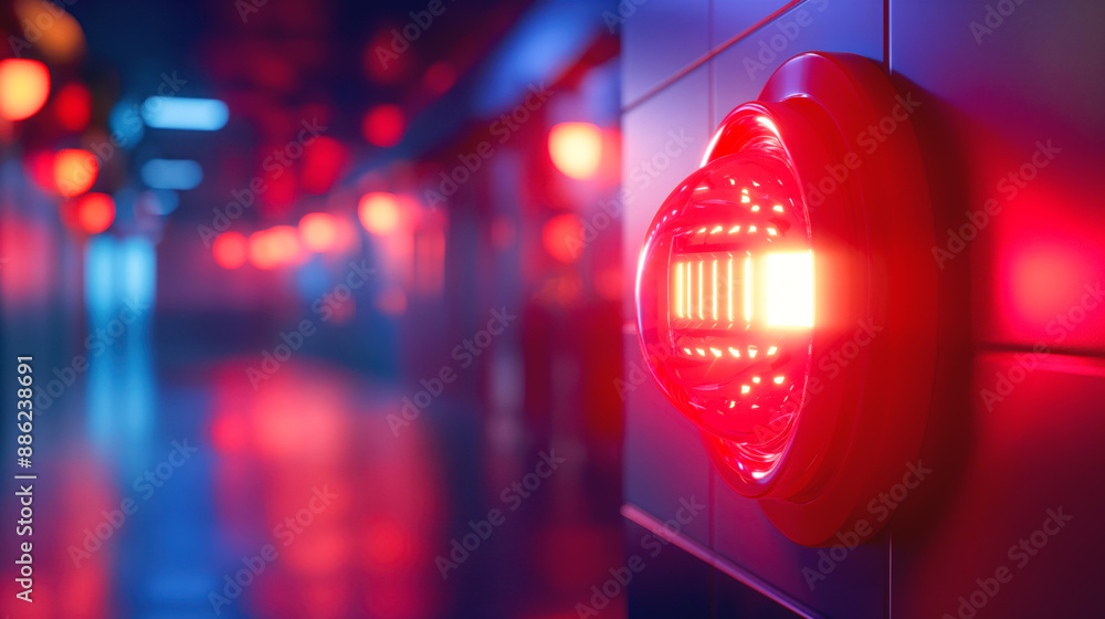 Close-up of a red alarm light in a futuristic hallway, with blurred red and blue lighting in the background, suggesting an emergency or high-security environment. Close-up of a red alarm light in a futuristic hallway, with blurred red and blue lighting in the background, suggesting an emergency or high-security environment.
