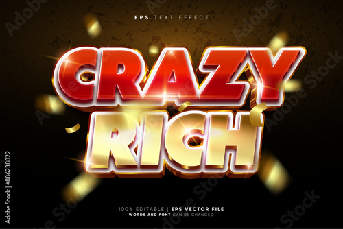Super Luxury Crazy Rich Red Gold 3D Text Effect