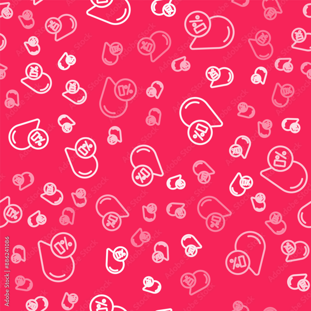White line Water balance icon isolated on isolated seamless pattern on red background. Vector White line Water balance icon isolated on isolated seamless pattern on red background. Vector