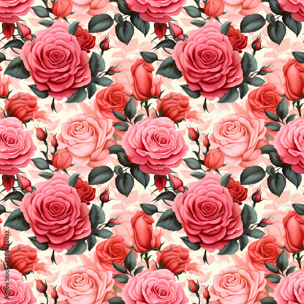 Rose seamless tile square continuous pattern background Rose seamless tile square continuous pattern background