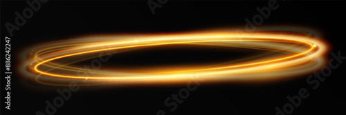 Light wave of shiny gold lines.Gold color glowing design element.Wavy bright stripes.	
