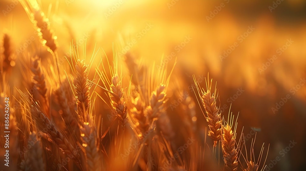 Close-up wheat spikelets on field Close-up wheat spikelets on field