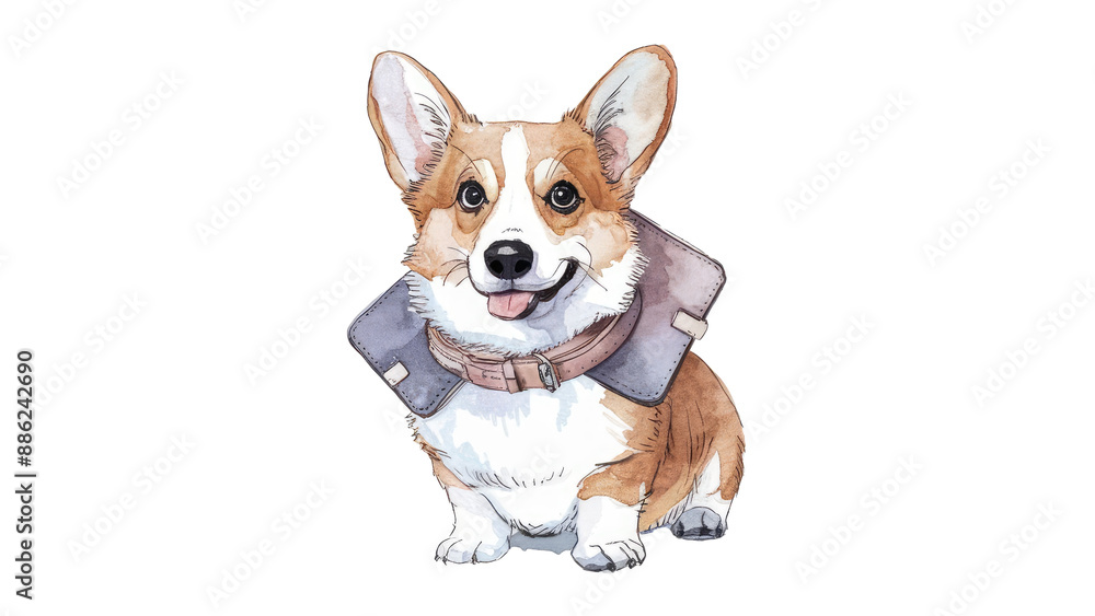 Welsh Corgi dog lies on a white background. Welsh Corgi dog lies on a white background.