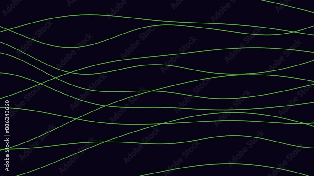 A hypnotic wave pattern in black and green. Fluid green lines sway, creating a sense of movement from left to right, while a dark and mysterious black backdrop heightens the intrigue A hypnotic wave pattern in black and green. Fluid green lines sway, creating a sense of movement from left to right, while a dark and mysterious black backdrop heightens the intrigue