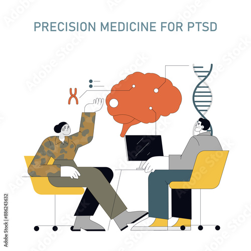 PTSD Prevention in First Responders. Flat Vector Illustration
