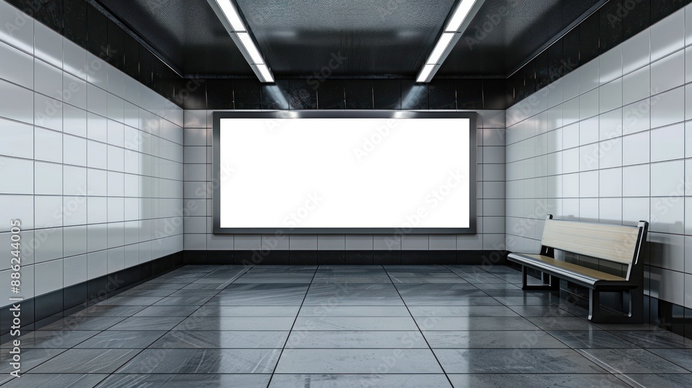 Blank Billboard in Subway Station Blank Billboard in Subway Station