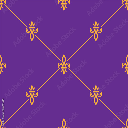 Traditional seamless french lily pattern using as background, vector illustration