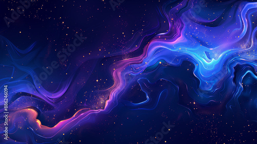 A blue and purple swirl of paint that looks like a galaxy. The colors are vibrant and the brushstrokes are bold. The painting evokes a sense of wonder and awe at the vastness of the universe