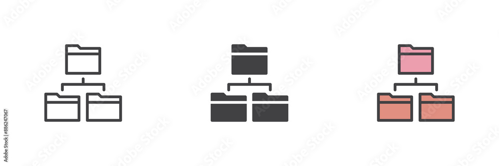 Network folders different style icon set Network folders different style icon set