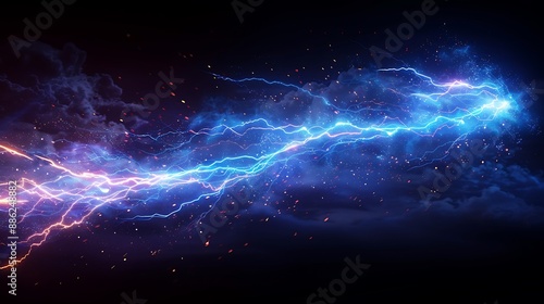 Lightning bolts symbolizing the energy and volatility of global stock markets and technology sectors. Clean, modern design with ample copy space.