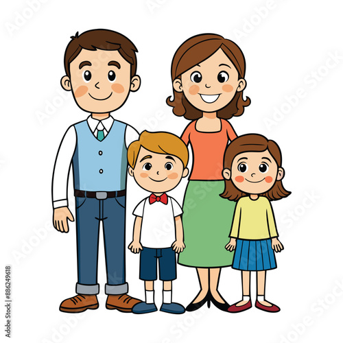 Happy family mother father brother sister vector illustration