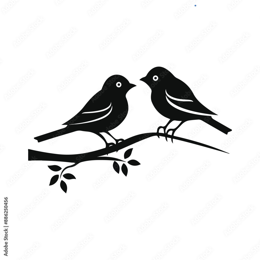 Obraz premium cute bird couple on brance shillouhte