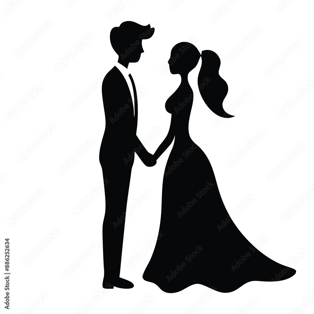 couple silhouette vector  illustration, holding there hand, white background 