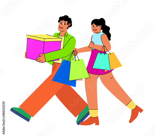  black friday men and women shopping 3d illustration