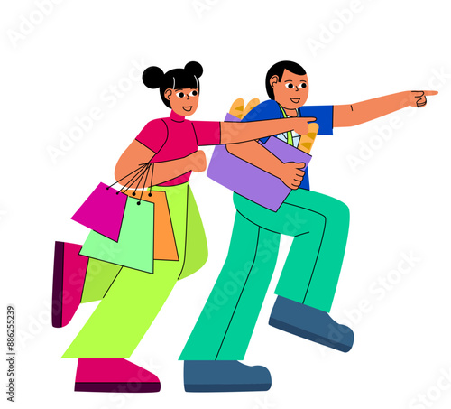 black friday people who are shopping 3d illustration