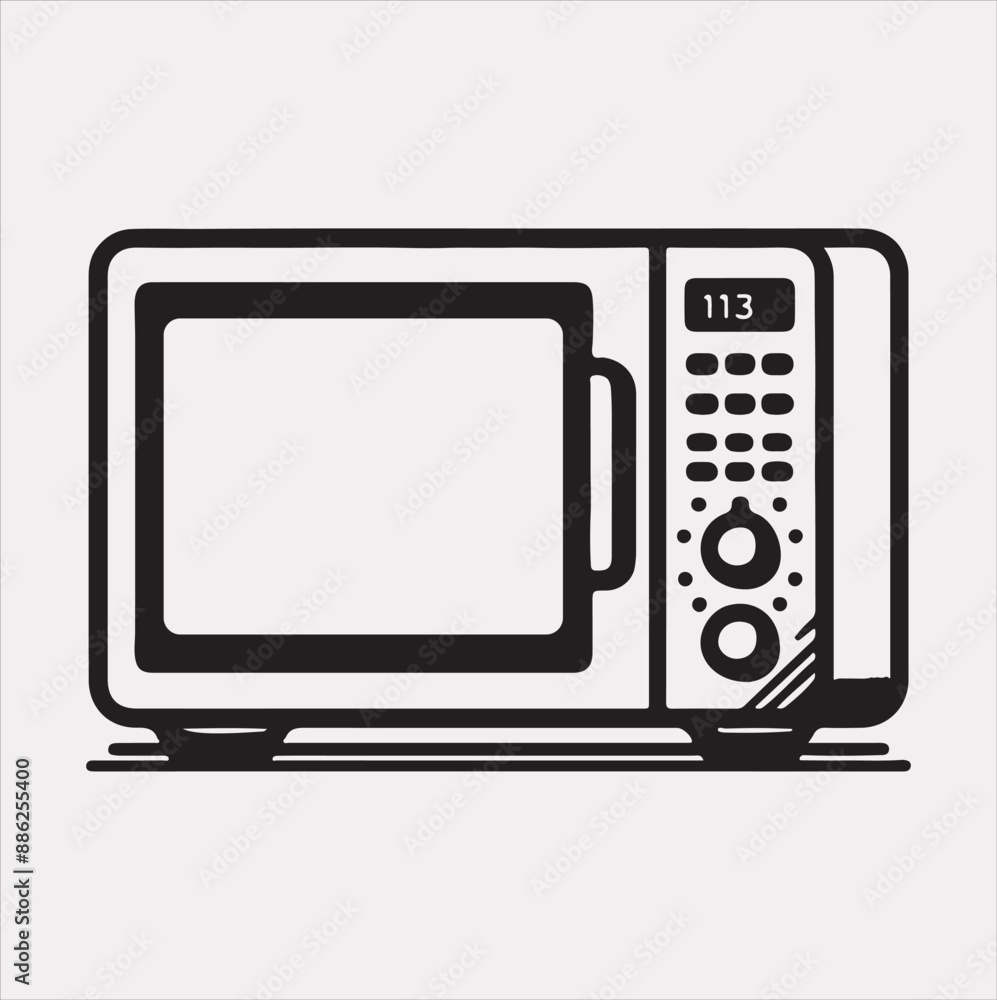 Microwave line art silhouette vector on a white background Microwave line art silhouette vector on a white background