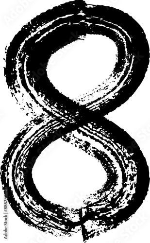 numbers 8 written with a brush vector, Vector hand paint number eight. Hand drawn letter with dry brush..eps