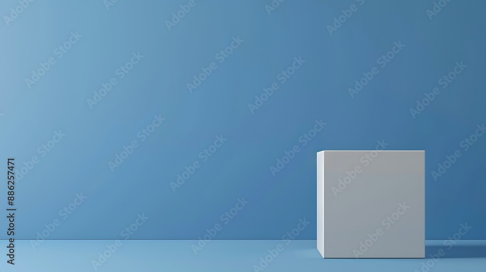 Minimalist White Cube on a Blue Background Minimalist White Cube on a Blue Background