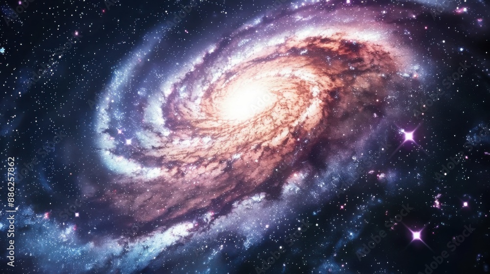 A spiral galaxy with bright stars and dark space, like the earthly cosmos in hinduism. A spiral galaxy with bright stars and dark space, like the earthly cosmos in hinduism.