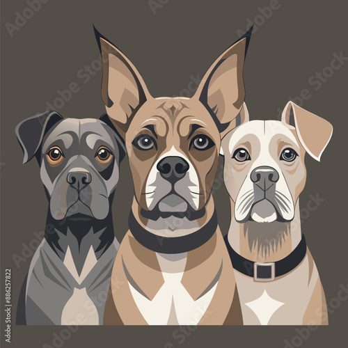 Cute lovely cat and dog vector illustration