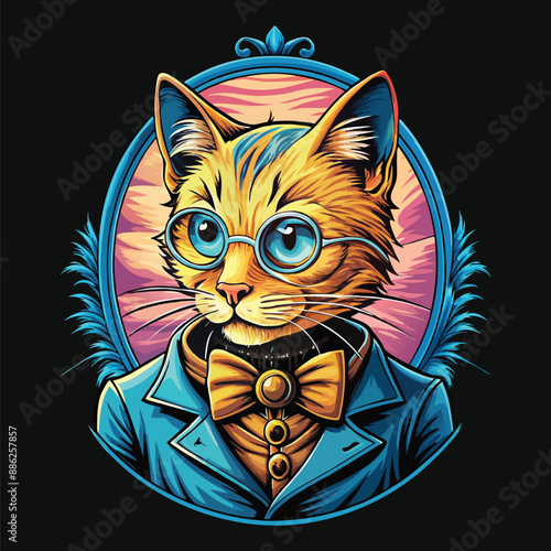 Cute lovely cat and dog vector illustration