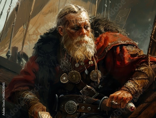 Viking warrior aboard a Drakkar warship © Agustin