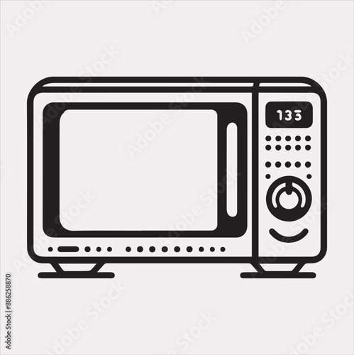 Microwave line art silhouette vector on a white background